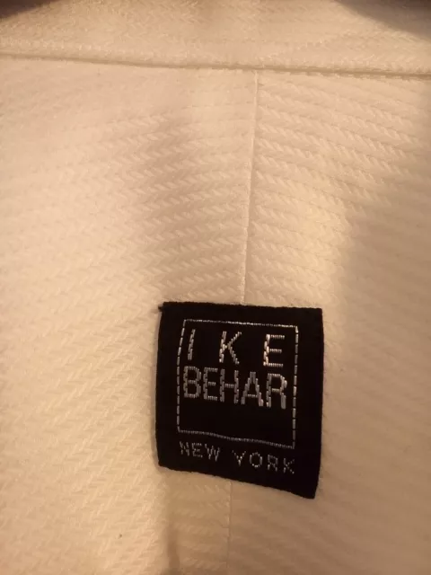Ike Behar Men's Dress Shirt NWT/NW Scott II 18.5" x 36" White/White Dress/Casual