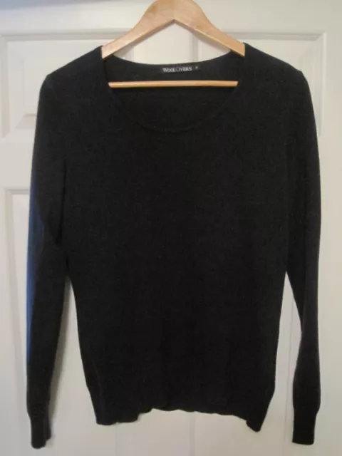 Woolovers Women's Scoop Neck Jumper. Medium. Merino Wool/Cashmere. Navy Blue.