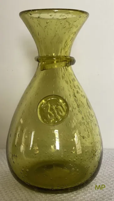 BIOT Made In France Hand Blown Glass Carafe With Bubbles Throughout.