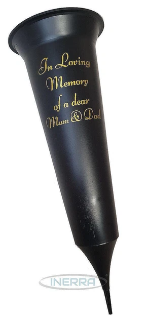 Black Flower Holder Grave Vase Spike - Mum and Dad