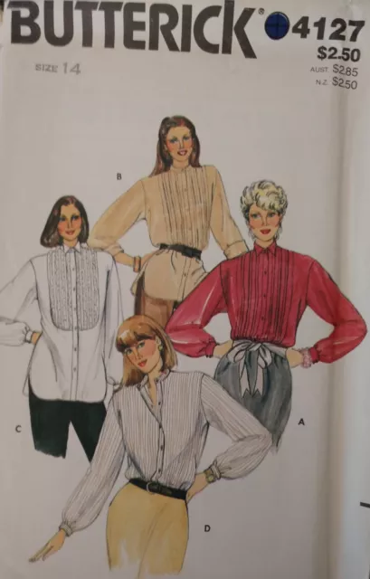 4127 Vintage Butterick SEWING Pattern Misses Very Loose Fitting Blouse UNCUT 14
