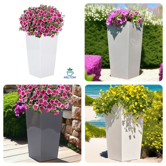 Fioriera Quadrata In Plastica Effetto Rattan &ndash; 45x27.5 Cm &ndash; Per Interni/Esterni