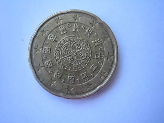 PORTUGAL 2002 1 Münze 20cent Königliches Siegel von 1142 aus Umlauf gut erhalten