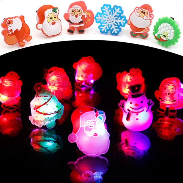 50 Pcs Christmas Light Ring Light Up Christmas LED Rings Christmas Party Favors