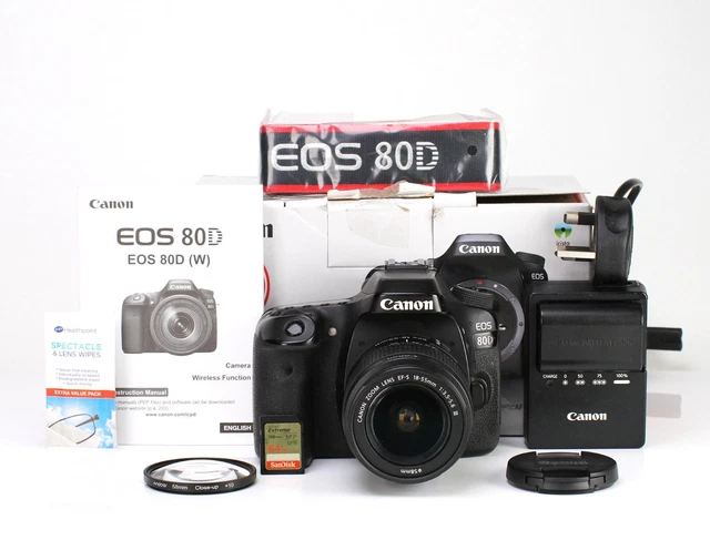 Canon EOS 80D DSLR Camera & EF-S 18-55mm III Lens Kit Boxed Battery & Charger