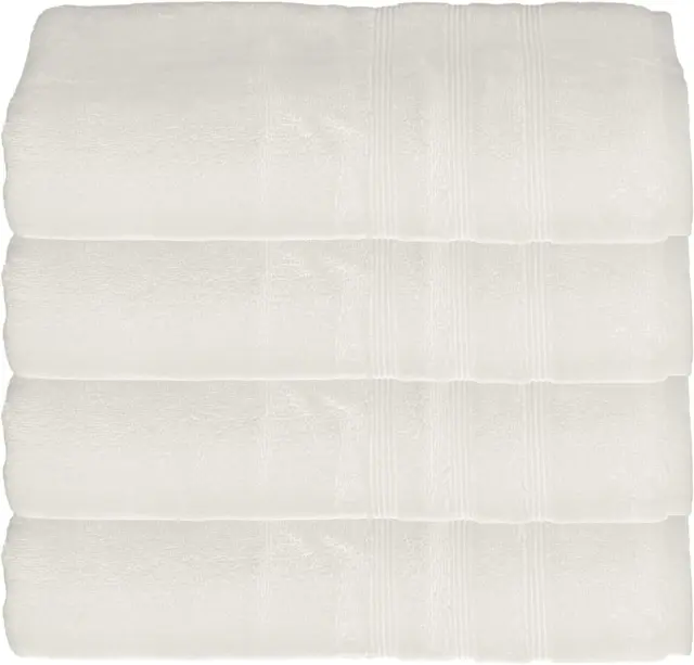 MOSOBAM 700 GSM Hotel Luxury Bamboo-Cotton, Bath Towels 30X58, White, Set of 4,