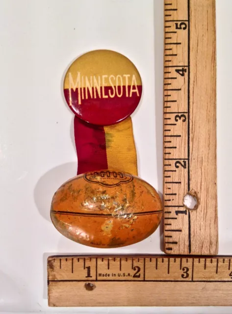 Vintage 1930s University Of Minnesota Original Golden Gopher Pinback W/ Football