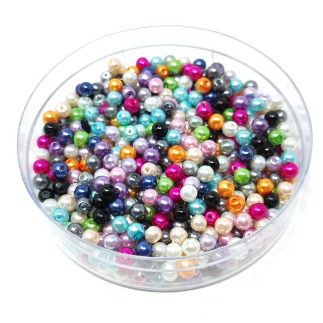 50g Of 4mm Glass Pearl Mixed Beads For Jewellery Making & Crafting (Approx 500)