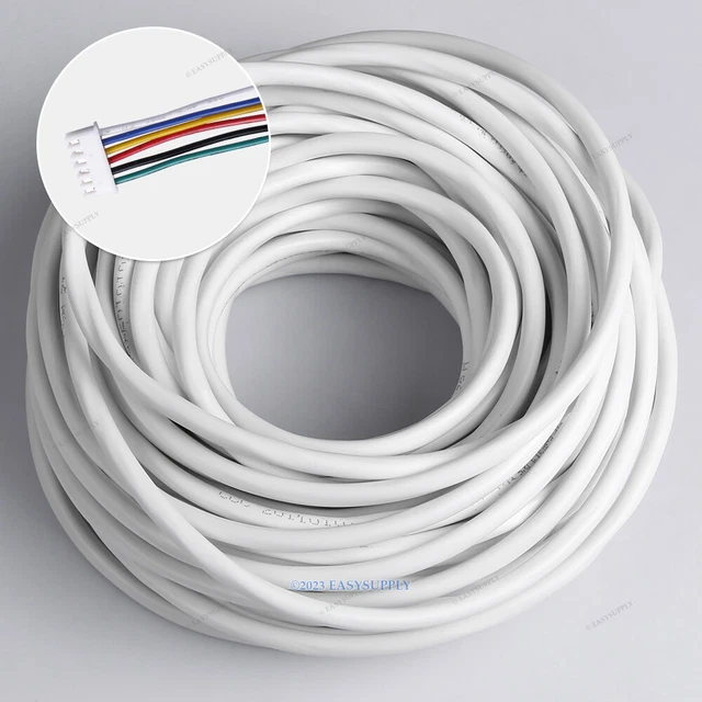 20m 0.3mm² Câble Cuivre Flexible PVC Isolé Pour Portier Vidéo Interphone 6 Fils