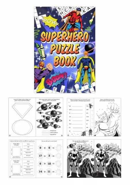 12 Super Hero Puzzle Books - Pinata Toy Loot/Party Bag Fillers Childrens/Kids