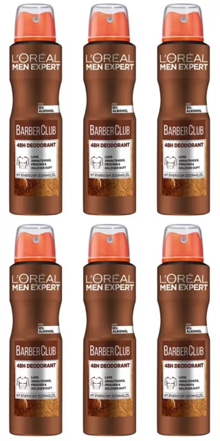 ✅ Loreal Men Expert Barber Club Deo Spray Deodorant 48h ohne Aluminium 6x 150ml✅