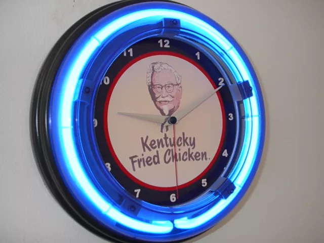 KFC Kentucky Fried Chicken Colonel Restaurant Kitchen Diner Neon Wall Clock Sign