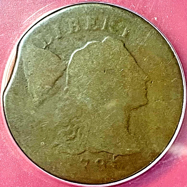1795 Liberty Cap Large Cent Plain Edge Curved Clip Error Anacs Fair-2!