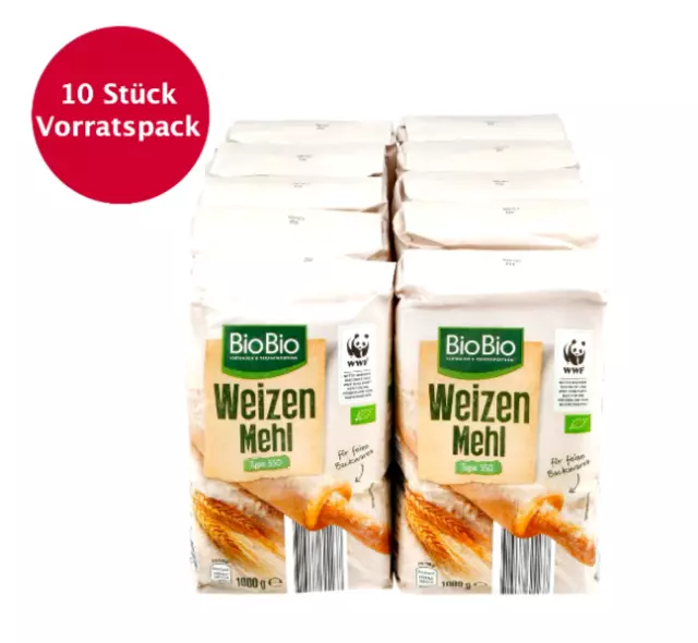 10 x 1 Kg BioBio Weizenmehl Typ 550  10 Kg Vorratspack