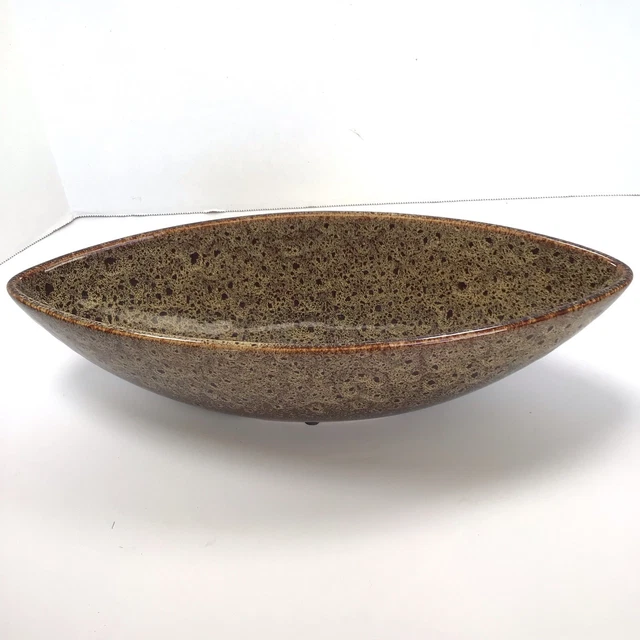 Elegant Expressions by Hosley Decor Ceramic Peacock Feather Pattern Oval Bowl