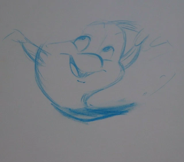 DISNEY LITTLE MERMAID Flounder Production Cel Animation Drawing £39.49