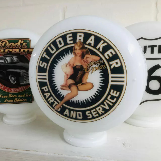 Studebaker Parts and Service, Custom Gas Pump Globe, Auto Memorabilia