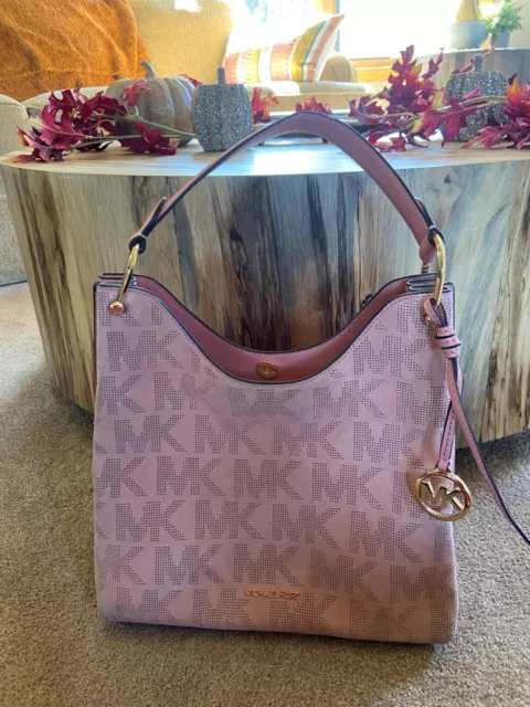 $478 AMAZING~Michael Kors Medium Signature Satchel Handbag Purse~PINK