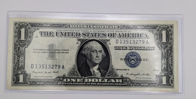 1957 A $1 Dollar Bill Silver Certificate Blue Seal Note