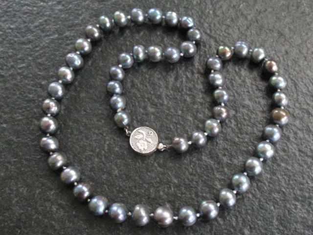 Perlenkette Silber 925 Schließe tahitigraue echte Perlen