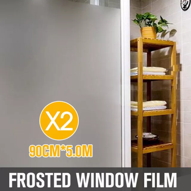 2X 90cm*5m Sand Blast Clear Privacy Frosted Frosting Window Glass Film Removable