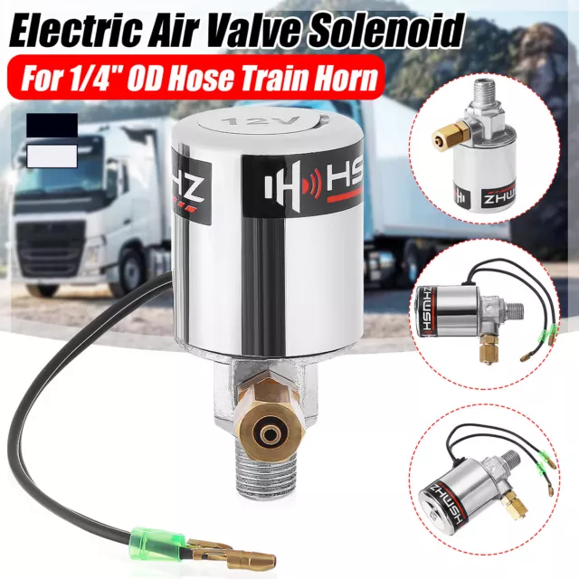 1/4" NPT Electric Air Valve Solenoid For 1/4" OD Hose Train Horn 12V/24V VXA7164