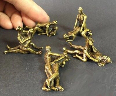 5 Pcs Brass Sex Position Figure Handwork Statue Amulet Decor