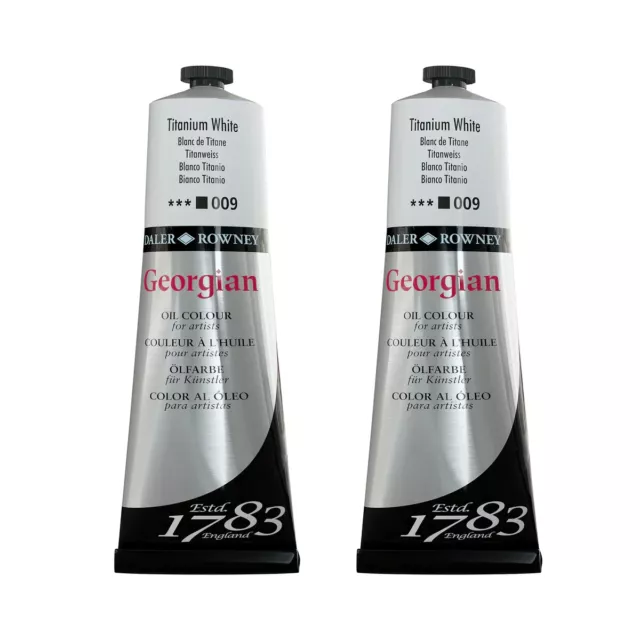 Daler Rowney Georgian Oil - Titanweiß - 2 x große 225ml Tuben = 450ml