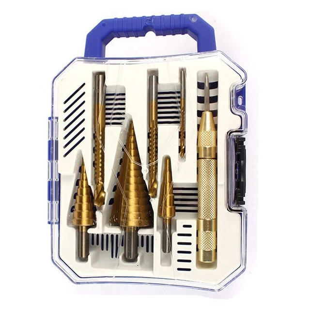 7/3/1Pcs HSS Step Drill Bit Sets Titanium Coated Cone Hole Cutter Metal Drilling