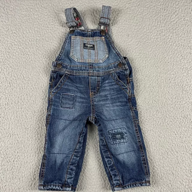 Osh Kosh Bgosh Vestbak Overalls Pants Toddler Baby 12 Months Blue Lined Denim