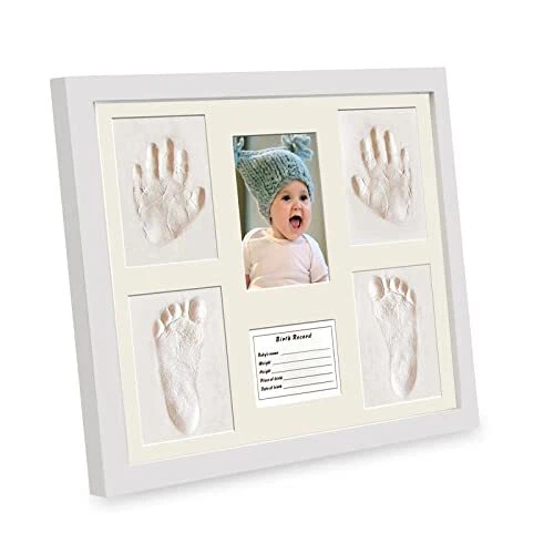 MICKYU Baby Picture Frame Baby Handprint Footprint Keepsake Kit Clay Mold Mil...