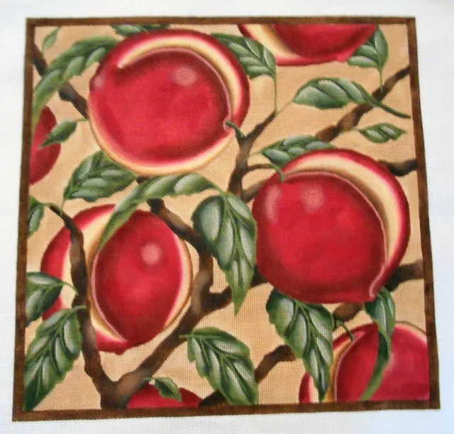 Hand Painted Needlepoint Canvas Melissa Shirley Large PEACHES Fruit 23 x 23 MSD