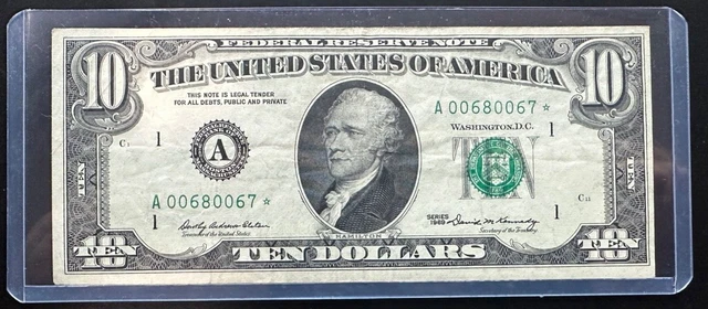 $10 Boston (A) Star Note of Series 1969 A Green Seal - Circulated
