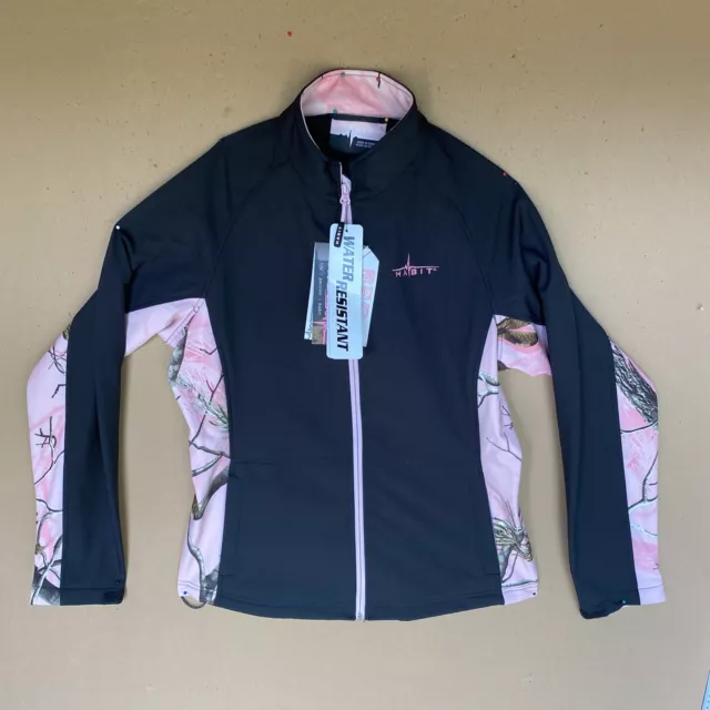 NWT Habit Real Tree Pink Black Wind Water Resist Zip Jacket Women's Small 0089