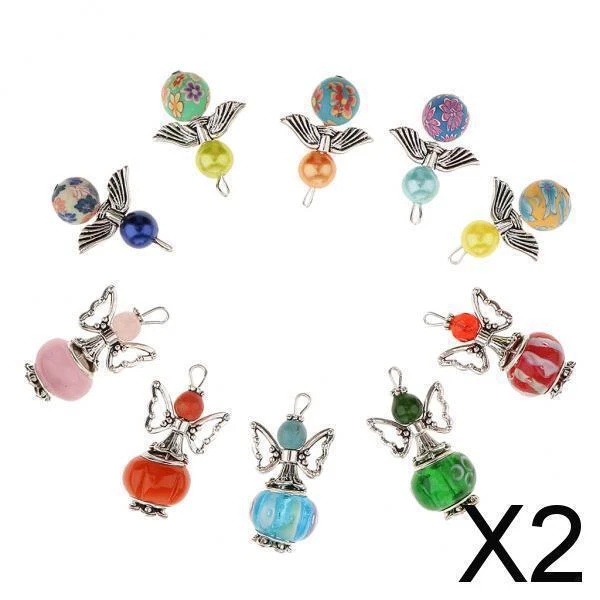 2X 10 Stück Mixed Angel Charms Perle Acryl Perle Anhänger DIY Schmuck