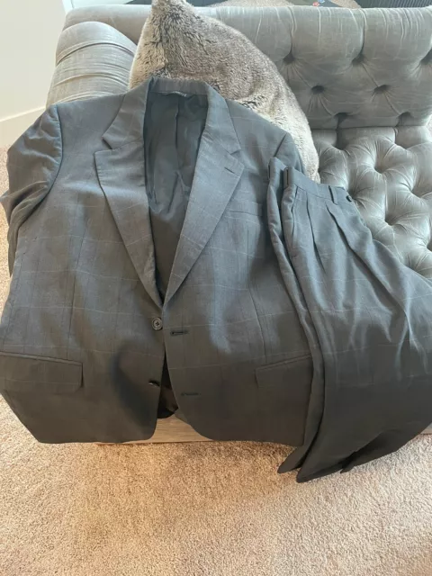 Men’s Burberry 100% Wool Grey Pinstripe 2 Piece Suit Size XL Jacket 32 X 32 Pant