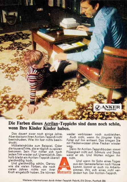 3w2466/ Alte Reklame von 1968 - Anker Teppiche - Anker-Teppich-Fabrik - Düren