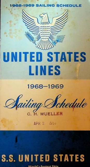 SS United States Lines 1968 1969 Spring Schedule