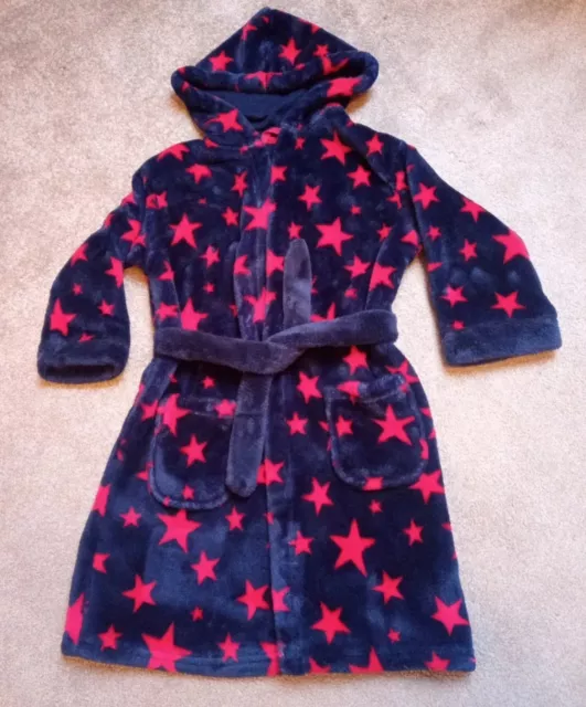 M & S Kids Soft Fleece Dressing Gown With Hood Age 3-4 Years Navy