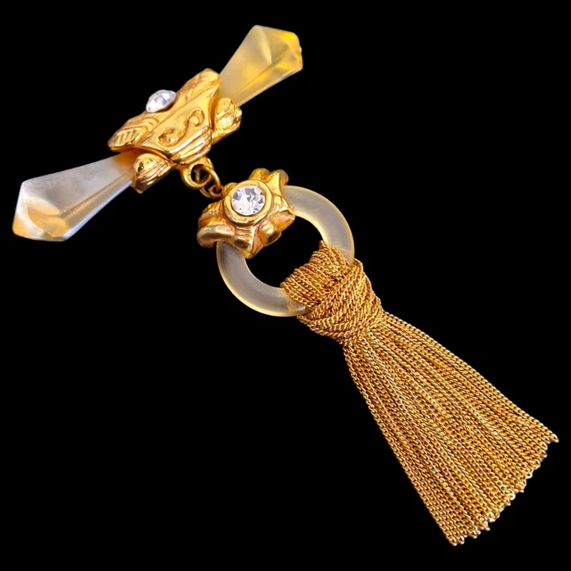 Pendentif-collier Déclaration Lanvin Paris - Orné De Perles Et Glands, Doré, Détachable - Neuf Avec étiquettes