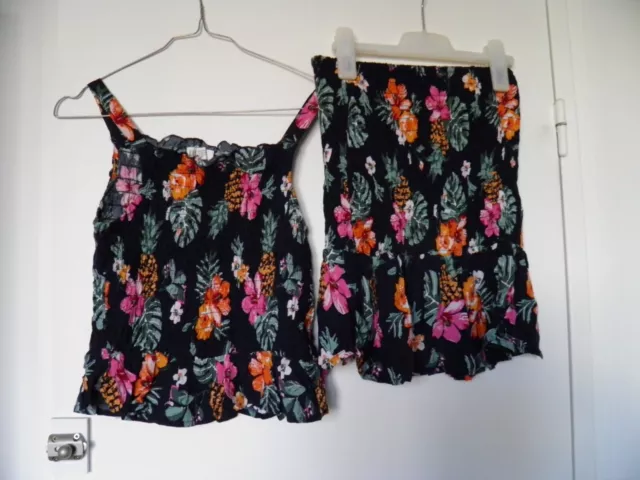 Superbe Ensemble Top Fleuri/Jupe H&M Fille Taille 12-14 Ans