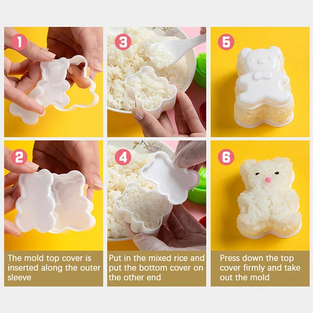 3 PIEZAS Molde de arroz de sushi en forma de animales Fabricante de bolas de arroz Molde hágalo usted mismo Herramienta de cocina T -AH