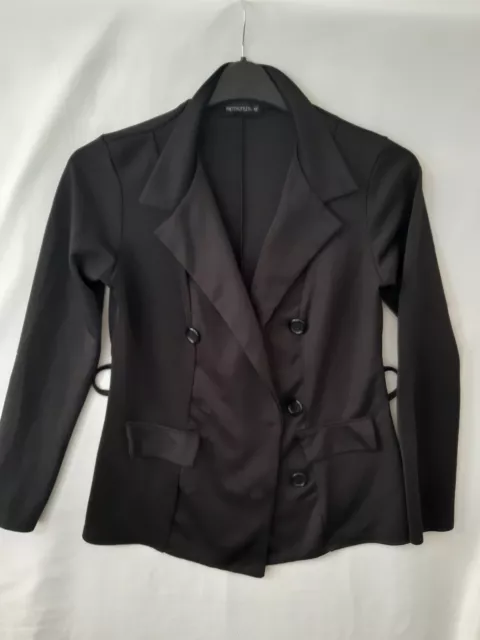 Giacca blazer nera doppio petto 3 bottoni taglia UK 12