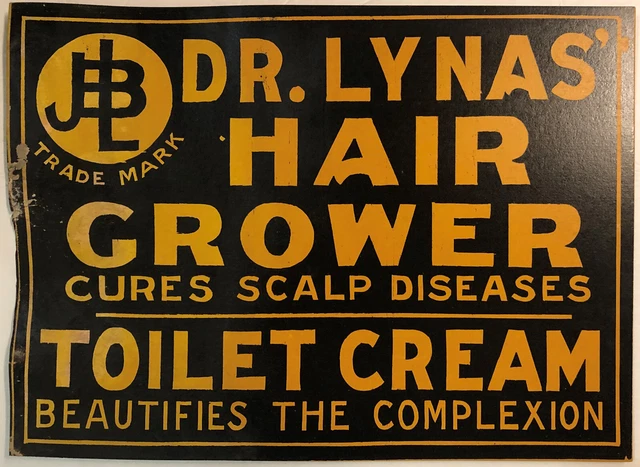 Dr Lynas Hair Grower & Toilet Cream Cardboard Store Advertising Sign  Damaged