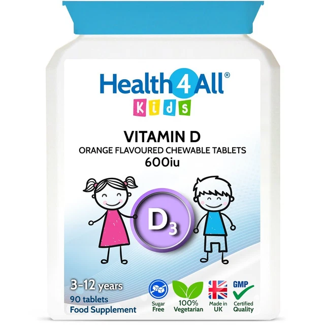 KIDS VITAMIN D3 600iu Chewable Tablets Orange Flavour Children 3 to