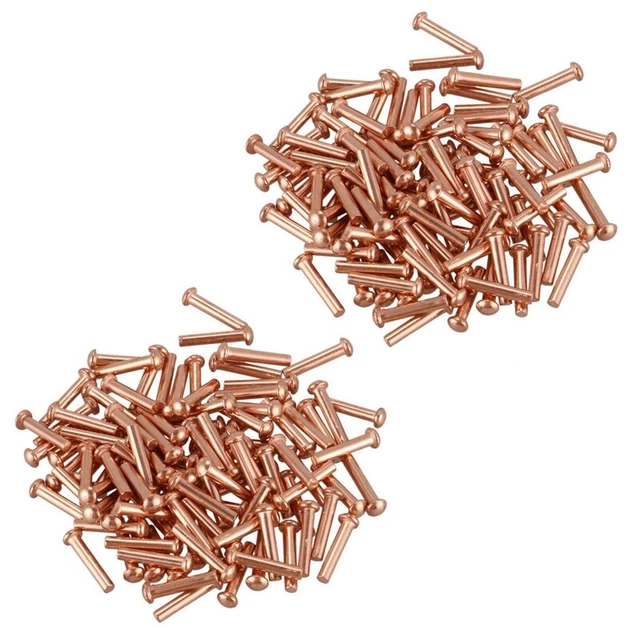 200 Pcs 5/64Inch x 25/64Inch Round Head Copper Solid Rivets Fasteners A6B3