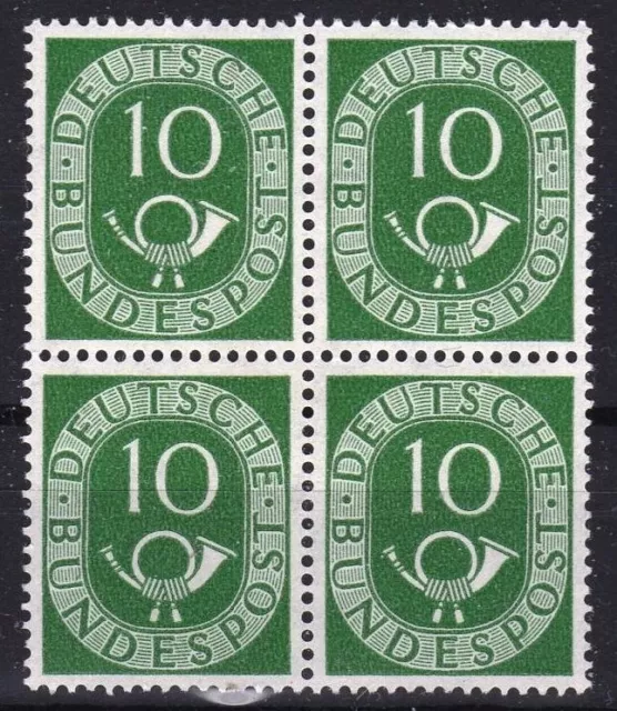 BRD Bund 1951 Posthorn 10 Pf. Nr. 128 4er Block sauber postfrisch **