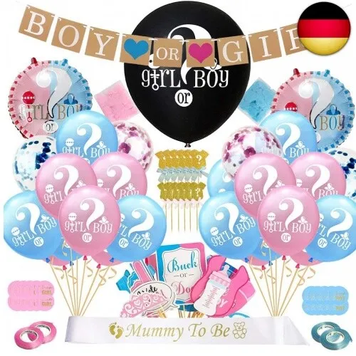 107 Stück Gender Reveal Party Deko, Hongyans Babyparty mit Geschlecht Verkünden
