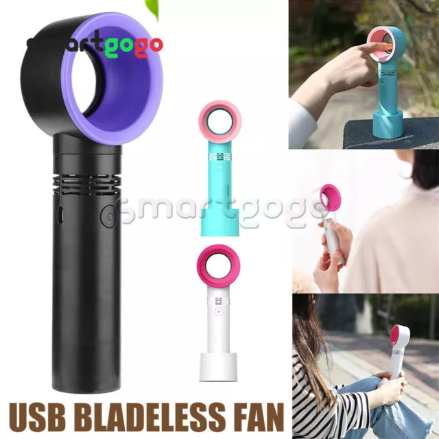 360° USB Rechargeable Portable Bladeless Fan Handheld Cooler No Leaf Handy BSG 3