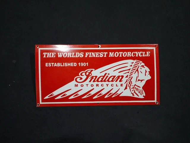 Porcelain Indian Motorcycle Enamel Metal Sign Size 30" x 15" Inches